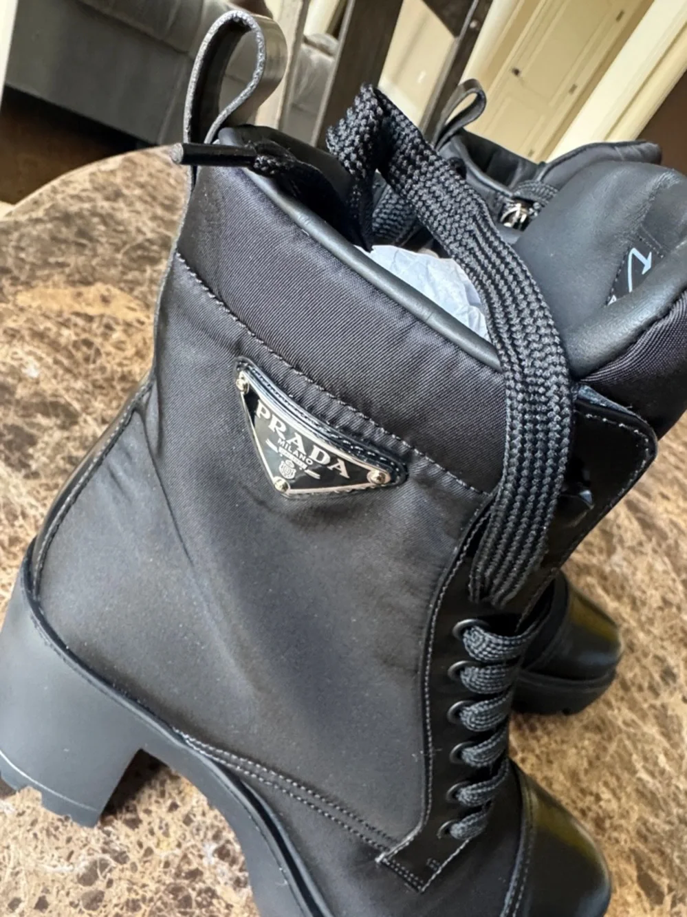 Prada re nylon black chunky lug sole nylon boot bootie sz 39 - Picture 2 of 10
